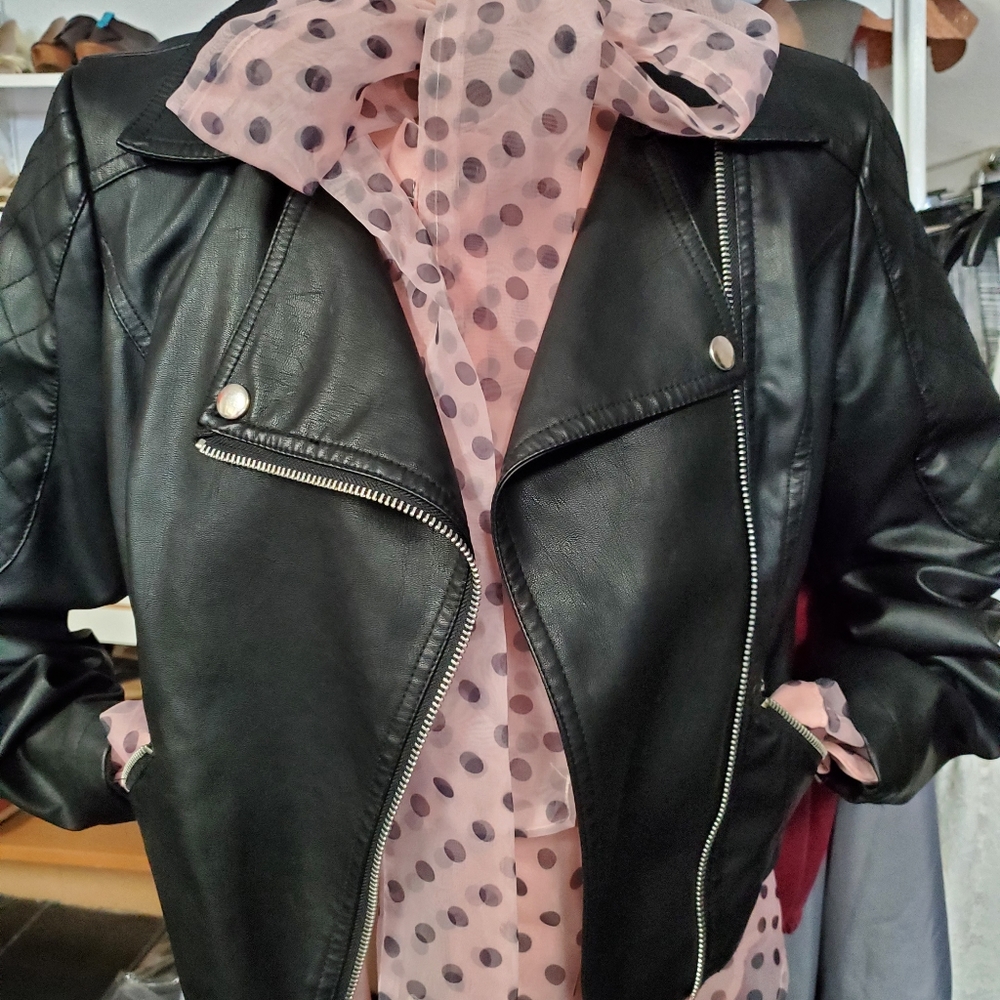 Candie's black faux leather moto jacket coat xs - Picture 5 of 14